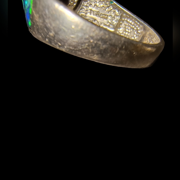 Colorful CZ, Created Opal & Sterling Silver Halo Ring Size 8 - Picture 11 of 13